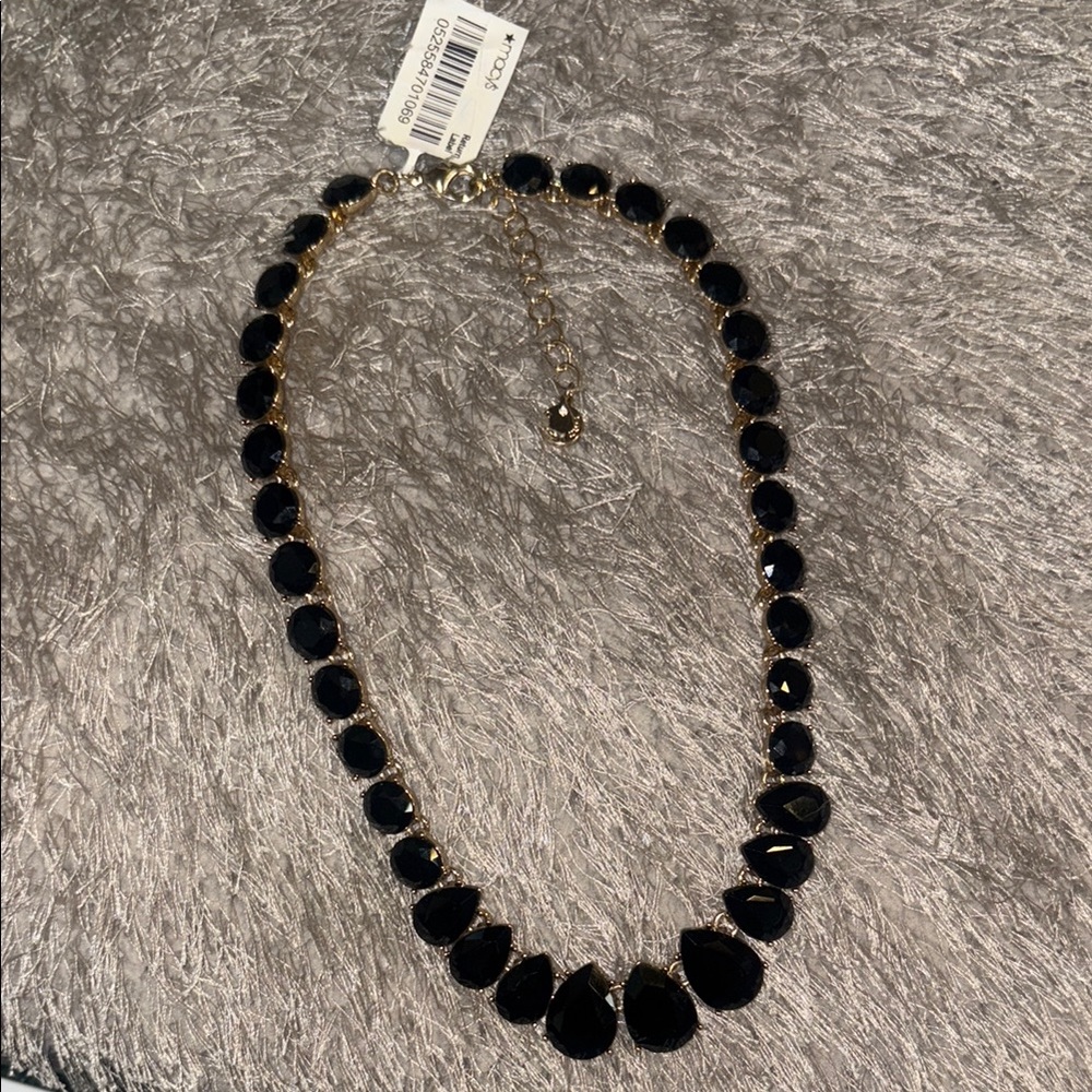 “Charter Club” Golden Choker w/Black Onyx CZ Teardrop & Round Stones